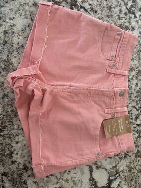 Madewell Pink Frayed Hem Denim Shorts